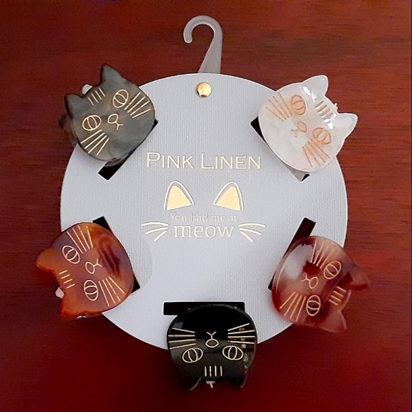 Pink Linen Accessories - Cat Lover's Hair Clips